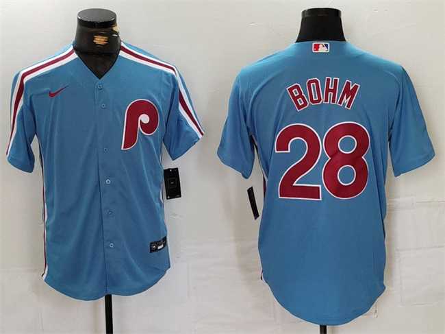 Men%27s Philadelphia Phillies #28 Alec Bohm Blue Cool Base Stitched Jersey->philadelphia phillies->MLB Jersey